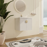 Malwee 24"/28" Floating Bathroom Vanity, Wall Mounted Bathroom Vanity with Ceramic Sink and Soft Close Door