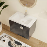 Malwee 24"/28" Floating Bathroom Vanity, Wall Mounted Bathroom Vanity with Ceramic Sink and Soft Close Door