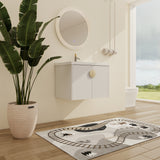 Malwee 24"/28" Floating Bathroom Vanity, Wall Mounted Bathroom Vanity with Ceramic Sink and Soft Close Door