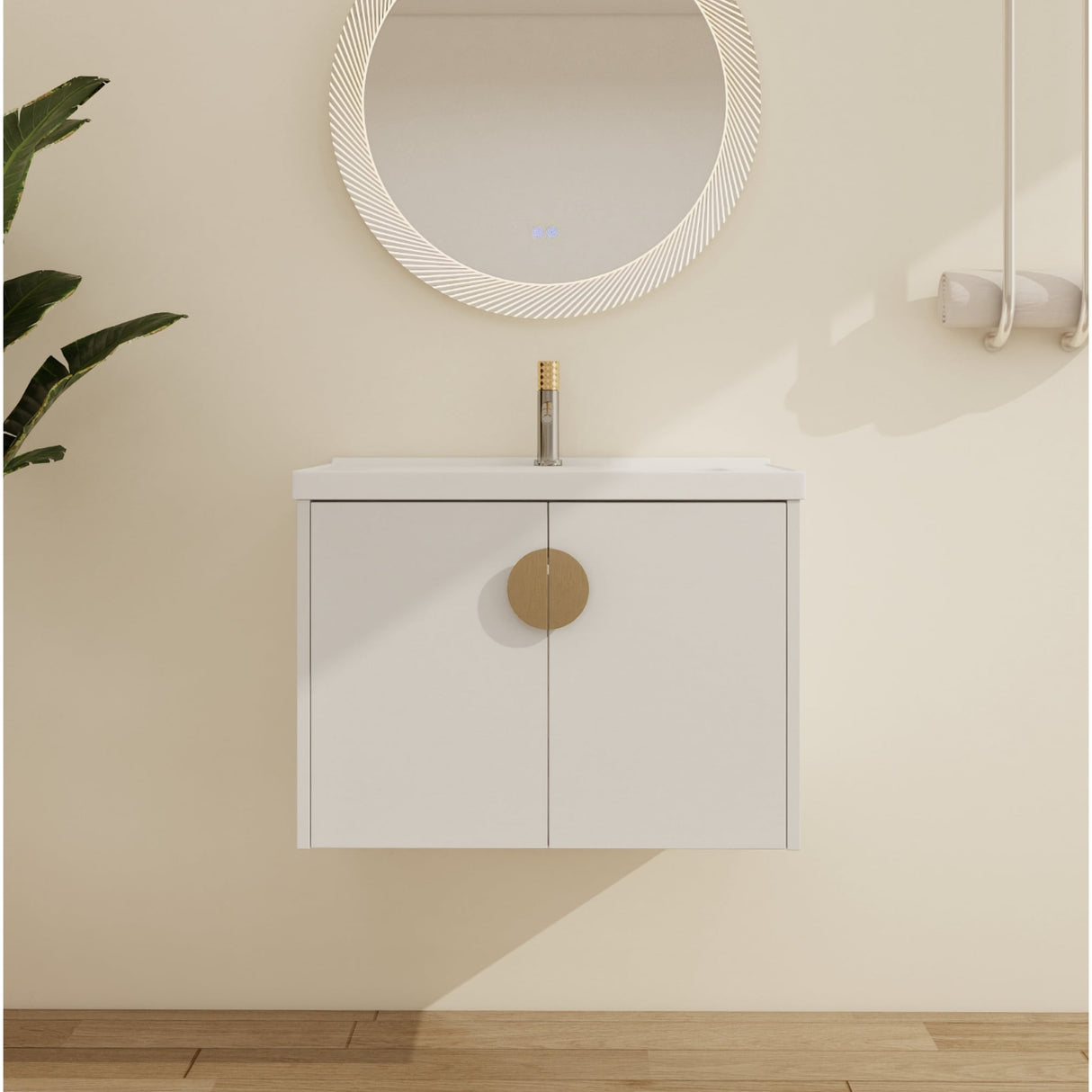 Malwee 24"/28" Floating Bathroom Vanity, Wall Mounted Bathroom Vanity with Ceramic Sink and Soft Close Door