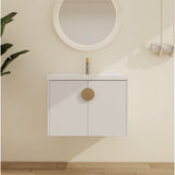 Malwee 24"/28" Floating Bathroom Vanity, Wall Mounted Bathroom Vanity with Ceramic Sink and Soft Close Door