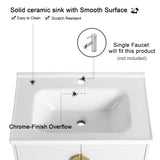 Malwee 24"/28" Floating Bathroom Vanity, Wall Mounted Bathroom Vanity with Ceramic Sink and Soft Close Door