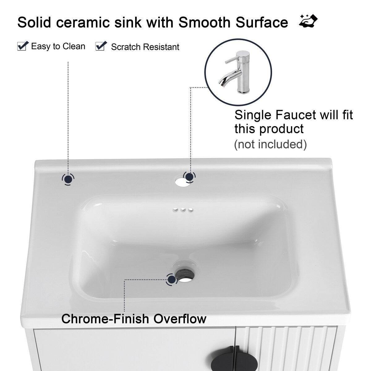 Malwee 24"/28" Floating Bathroom Vanity, Wall Mounted Bathroom Vanity with Ceramic Sink and Soft Close Door