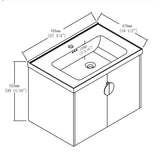 Malwee 24"/28" Floating Bathroom Vanity, Wall Mounted Bathroom Vanity with Ceramic Sink and Soft Close Door