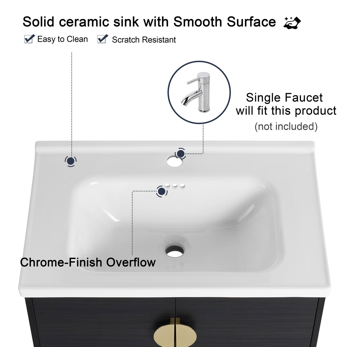 Malwee 24"/28" Floating Bathroom Vanity, Wall Mounted Bathroom Vanity with Ceramic Sink and Soft Close Door
