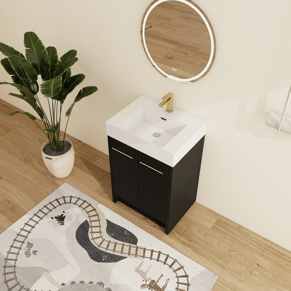 Malwee 24"/30"/36"/48" Bathroom Vanity with Sink, FreeStanding Vanity with Soft Close Doors and adjustable shelf