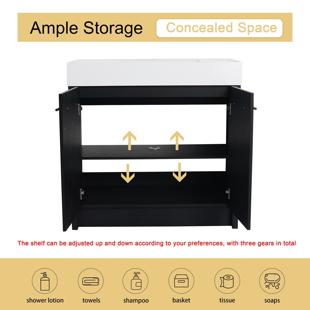 Malwee 24"/30"/36"/48" Bathroom Vanity with Sink, FreeStanding Vanity with Soft Close Doors and adjustable shelf
