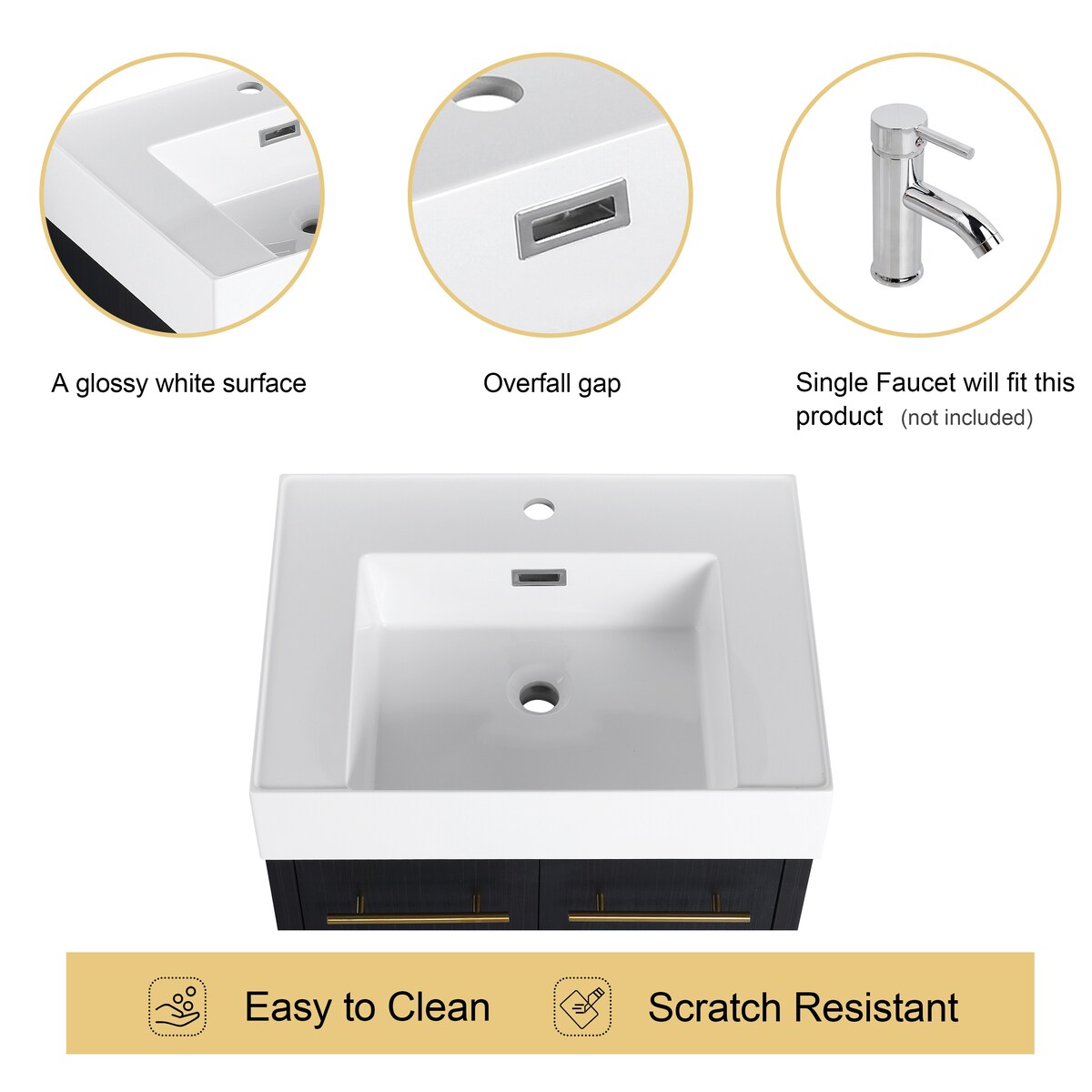 Malwee 24"/30"/36"/48" Bathroom Vanity with Sink, FreeStanding Vanity with Soft Close Doors and adjustable shelf