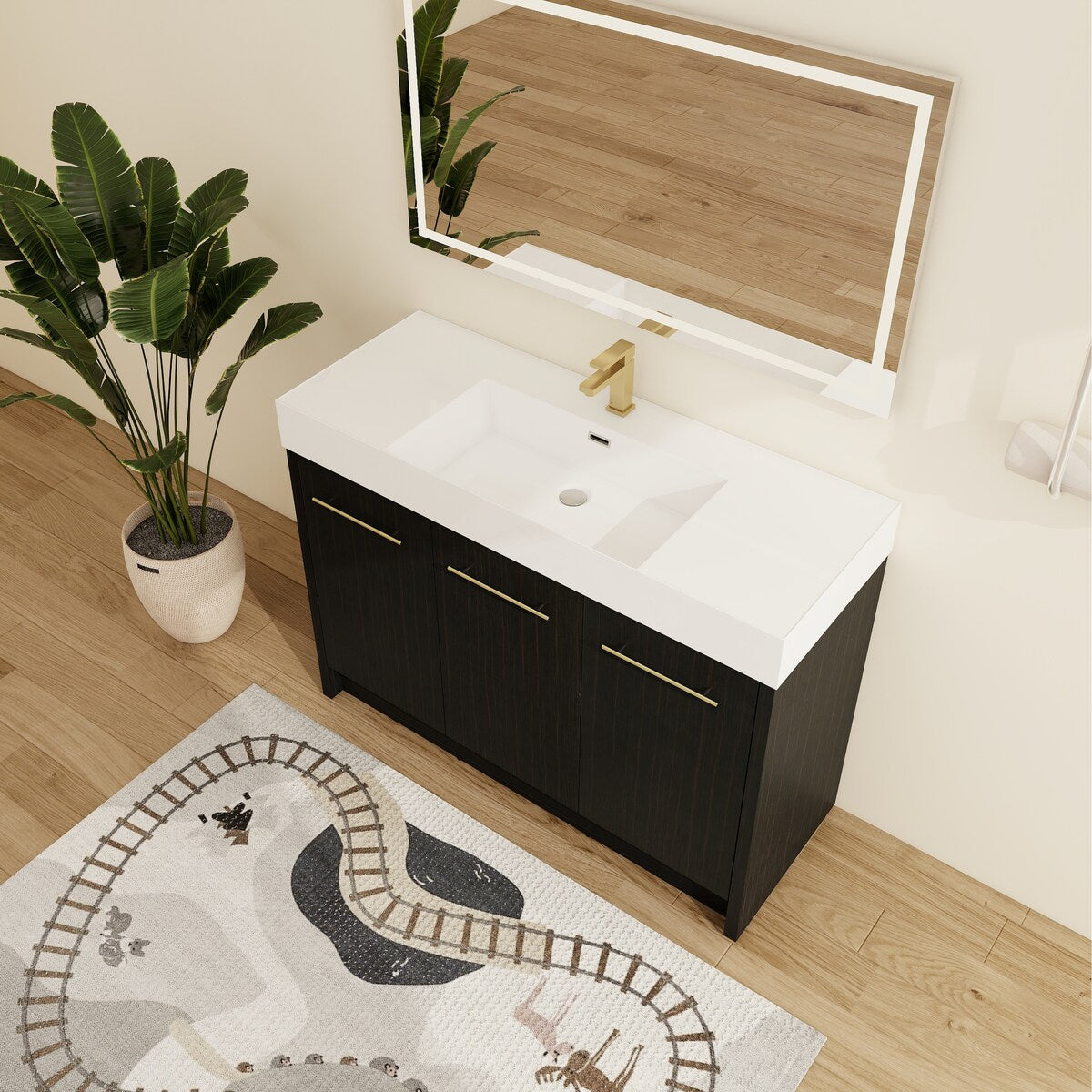 Malwee 24"/30"/36"/48" Bathroom Vanity with Sink, FreeStanding Vanity with Soft Close Doors and adjustable shelf