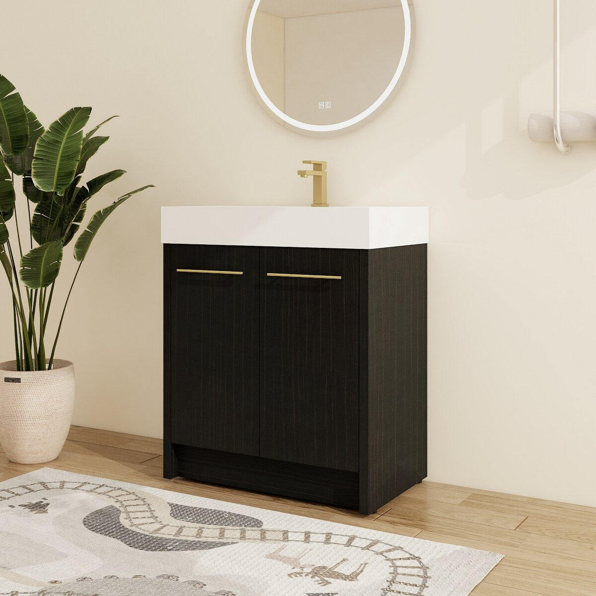 Malwee 24"/30"/36"/48" Bathroom Vanity with Sink, FreeStanding Vanity with Soft Close Doors and adjustable shelf