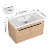 Malwee 24"/30"/36" Floating Bathroom Vanity, Wall Mounted Bathroom Vanity with Resin Sink,Soft Close Doors