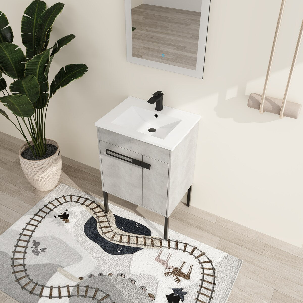 Malwee 24"/30"/36" FreeStanding Bathroom Vanity, Floor Stand Bathroom Vanity with Ceramic Top,Soft Close Door