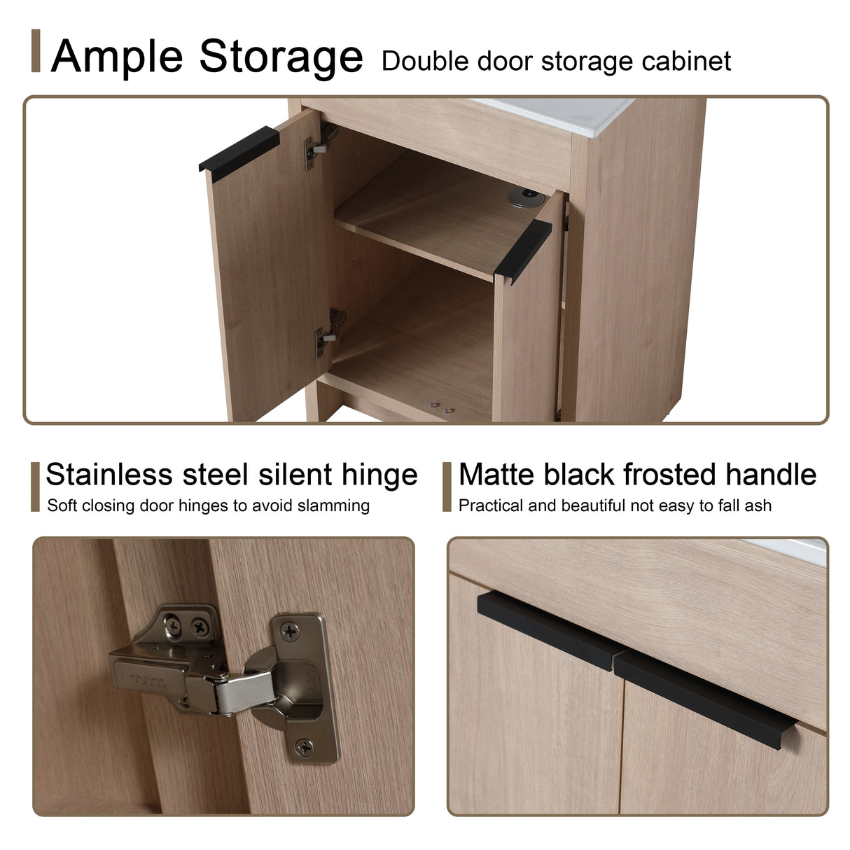 Malwee 24"/30"/36" FreeStanding Bathroom Vanity, Floor Stand Bathroom Vanity with Sink,Soft Close Door and Adjustable shelf
