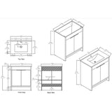 Malwee 24"/30"/36" FreeStanding Bathroom Vanity, Floor Stand Bathroom Vanity with Sink,Soft Close Door and Adjustable shelf