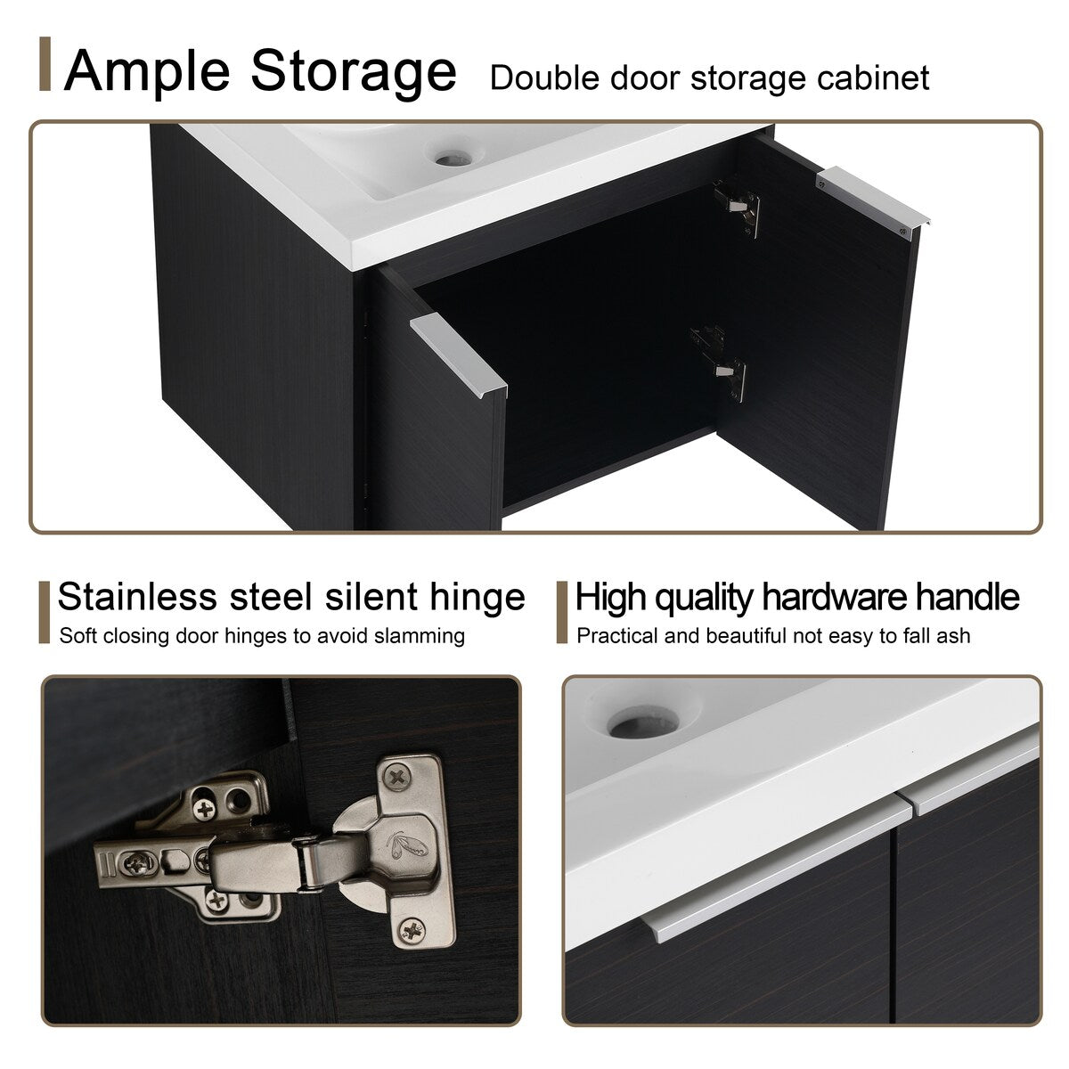 Malwee 24"/30" Floating Bathroom Vanity, Modern Wall Mounted Bathroom Vanity with Resin Sink and Soft Close Door