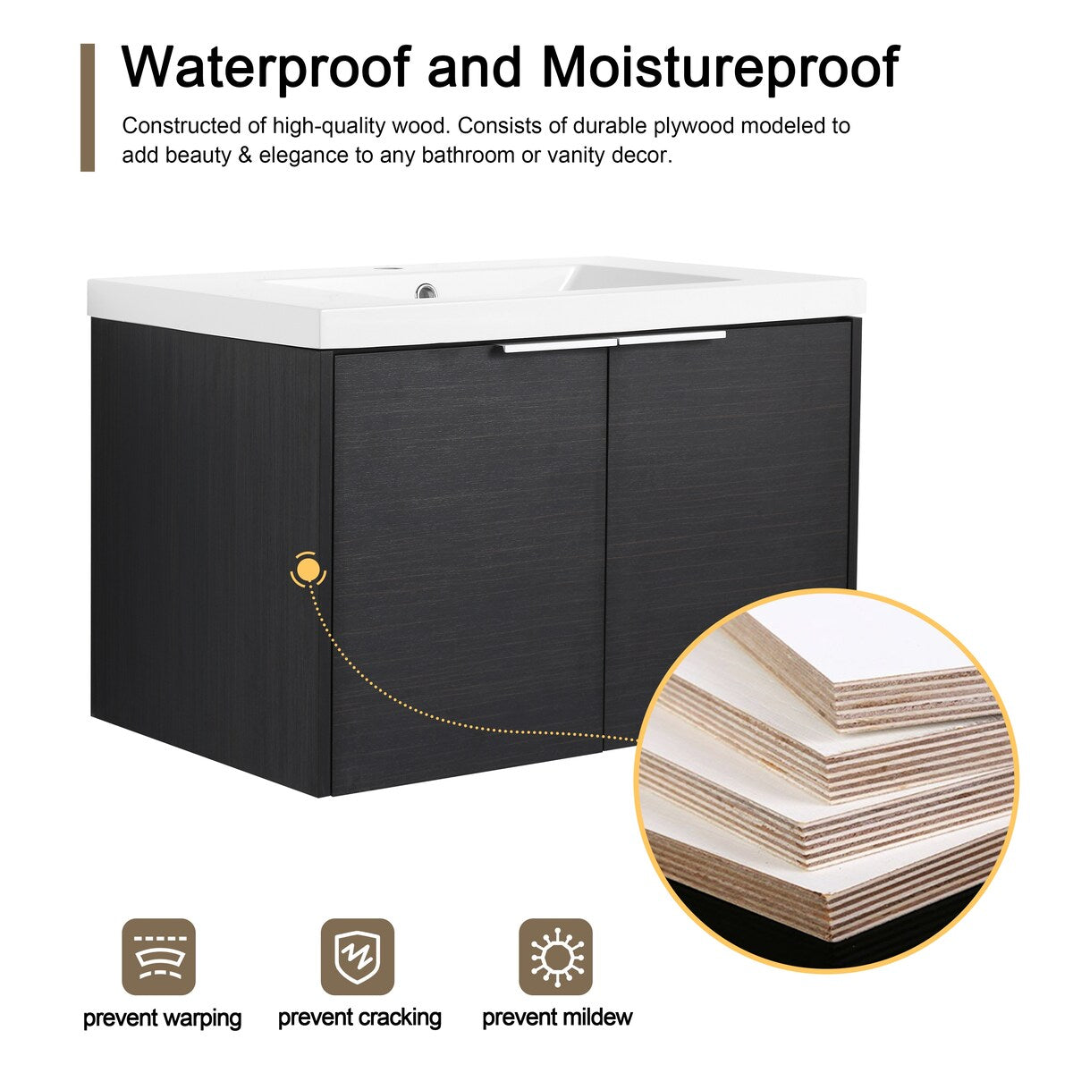 Malwee 24"/30" Floating Bathroom Vanity, Modern Wall Mounted Bathroom Vanity with Resin Sink and Soft Close Door