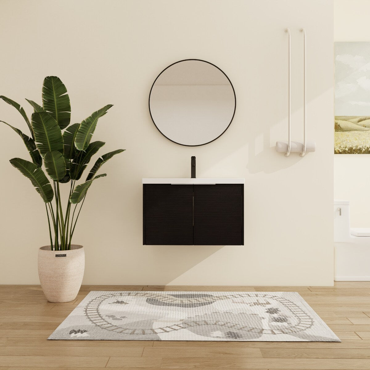 Malwee 24"/30" Floating Bathroom Vanity, Modern Wall Mounted Bathroom Vanity with Resin Sink and Soft Close Door