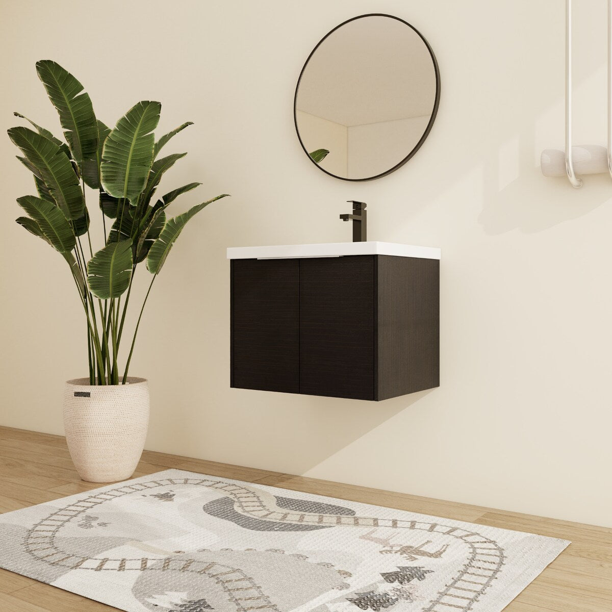 Malwee 24"/30" Floating Bathroom Vanity, Modern Wall Mounted Bathroom Vanity with Resin Sink and Soft Close Door