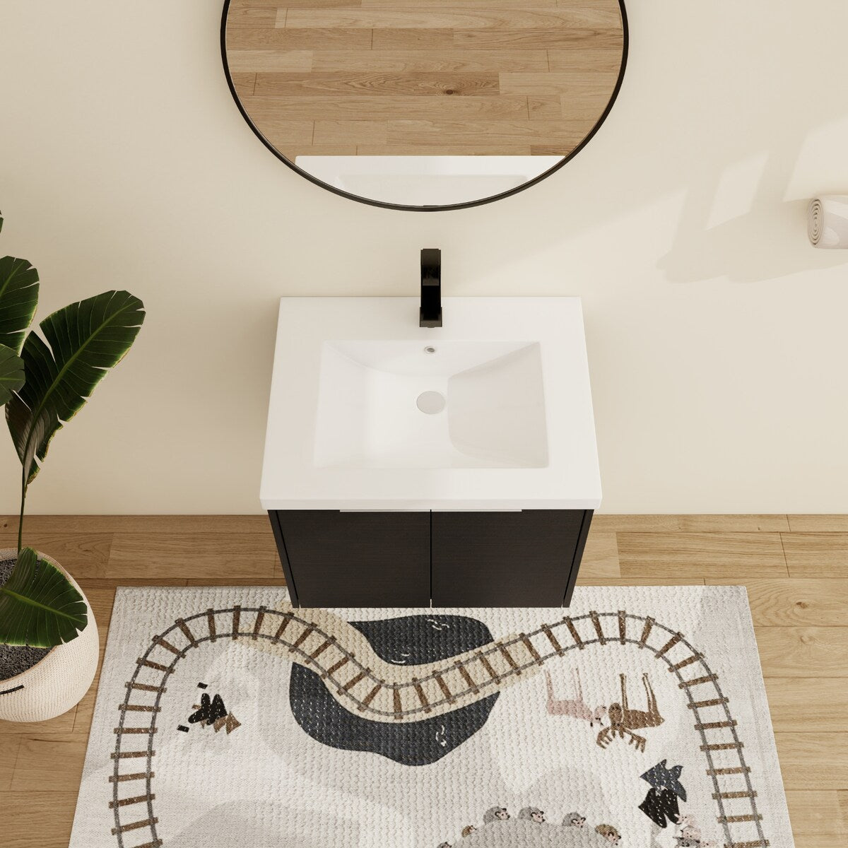 Malwee 24"/30" Floating Bathroom Vanity, Modern Wall Mounted Bathroom Vanity with Resin Sink and Soft Close Door