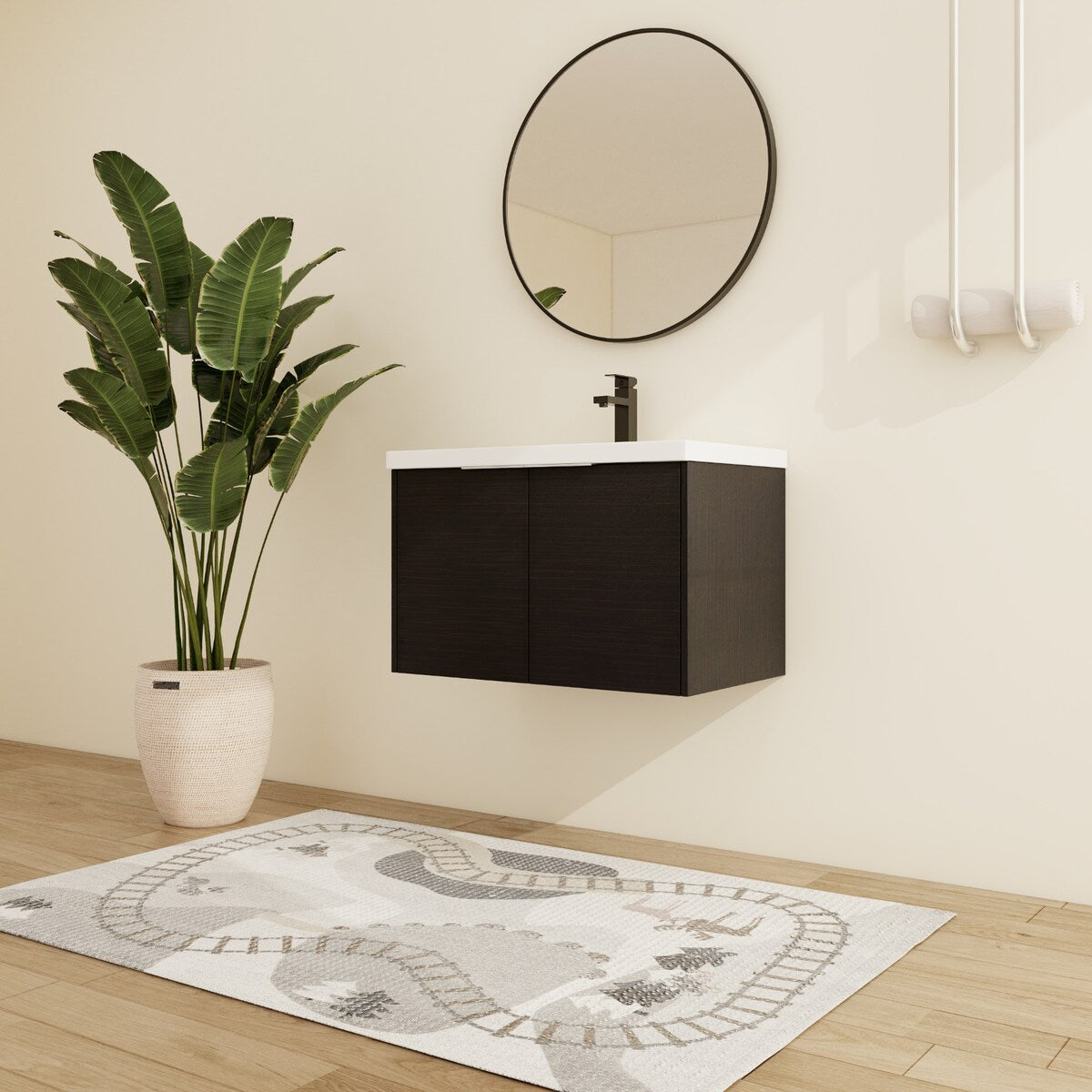 Malwee 24"/30" Floating Bathroom Vanity, Modern Wall Mounted Bathroom Vanity with Resin Sink and Soft Close Door