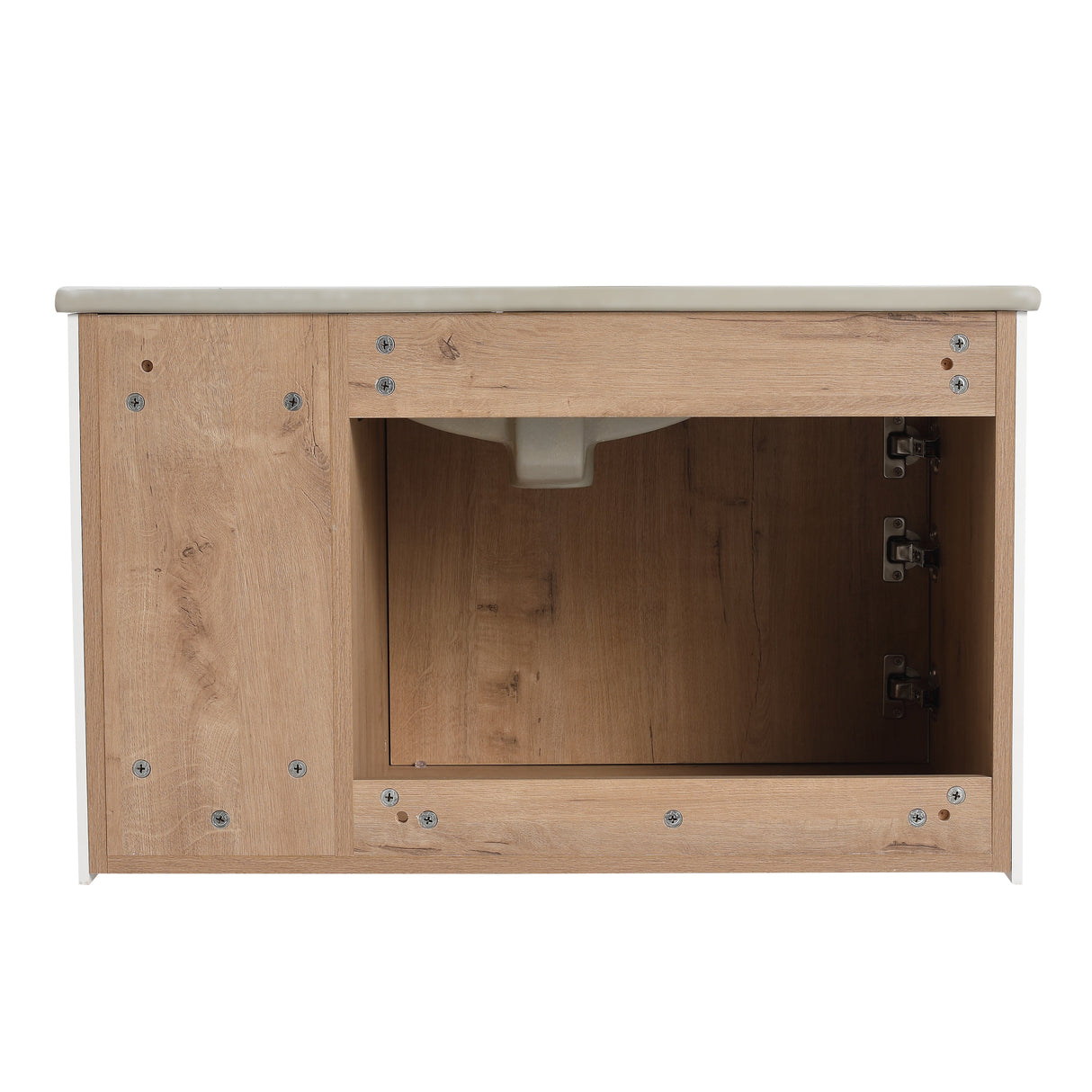 Malwee 24"/30" Floating Bathroom Vanity, Wall Mounted Bathroom Vanity with Ceramic Sink,Soft Close Door and Shelf