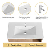 Malwee 24"/30" Floating Bathroom Vanity, Wall Mounted Bathroom Vanity with Ceramic Sink,Soft Close Door and Shelf