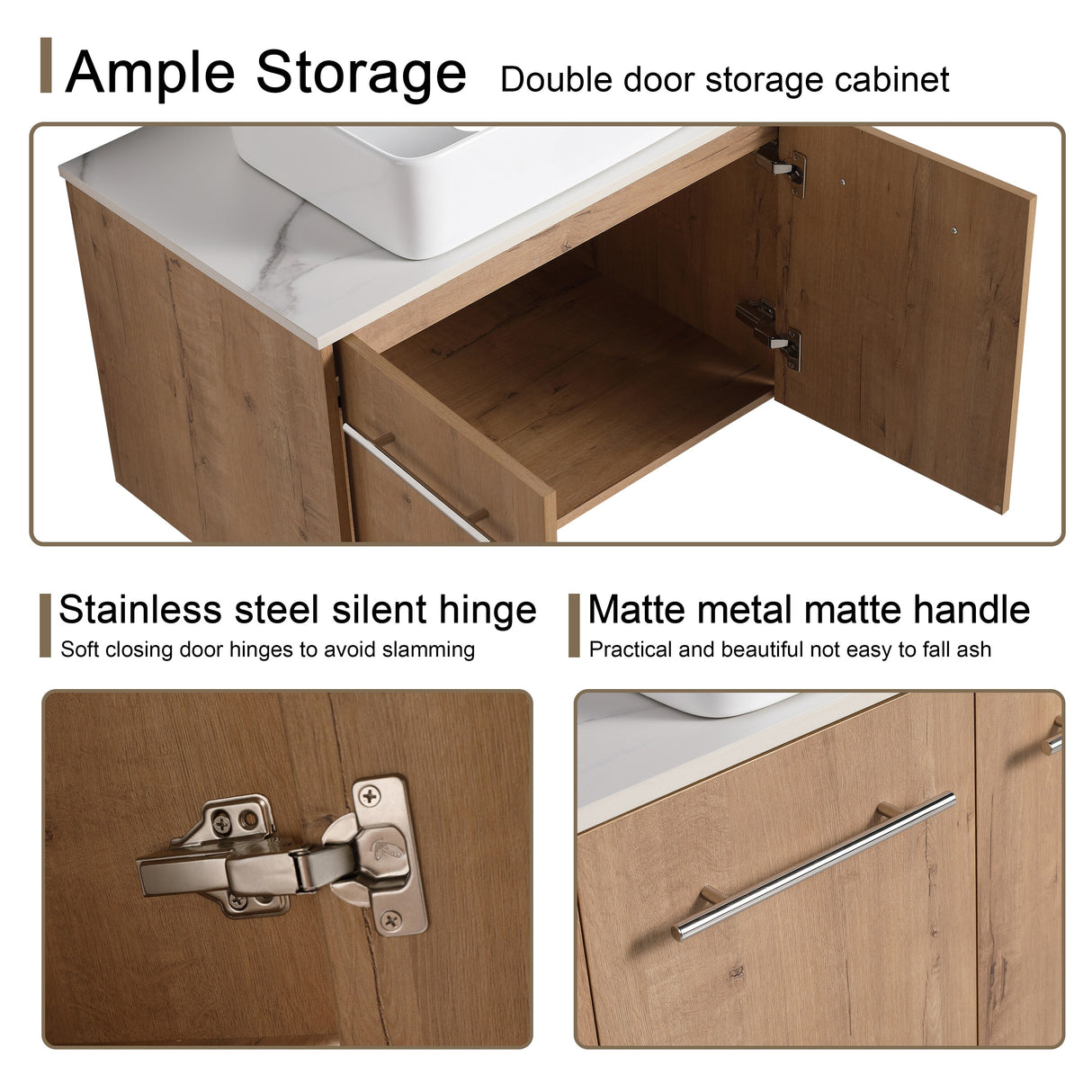 Malwee 24"/30" Floating Bathroom Vanity, Wall Mounted Bathroom Vanity with Ceramic Sink,Soft Close Doors