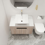 Malwee 24"/30" Floating Bathroom Vanity, Wall Mounted Bathroom Vanity with Ceramic Sink,Soft Close Doors