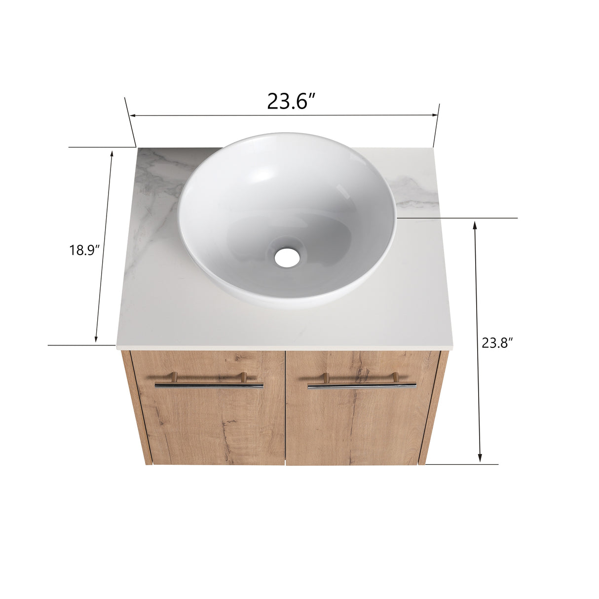 Malwee 24"/30" Floating Bathroom Vanity, Wall Mounted Bathroom Vanity with Ceramic Sink,Soft Close Doors