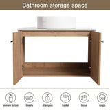 Malwee 24"/30" Floating Bathroom Vanity, Wall Mounted Bathroom Vanity with Ceramic Sink,Soft Close Doors