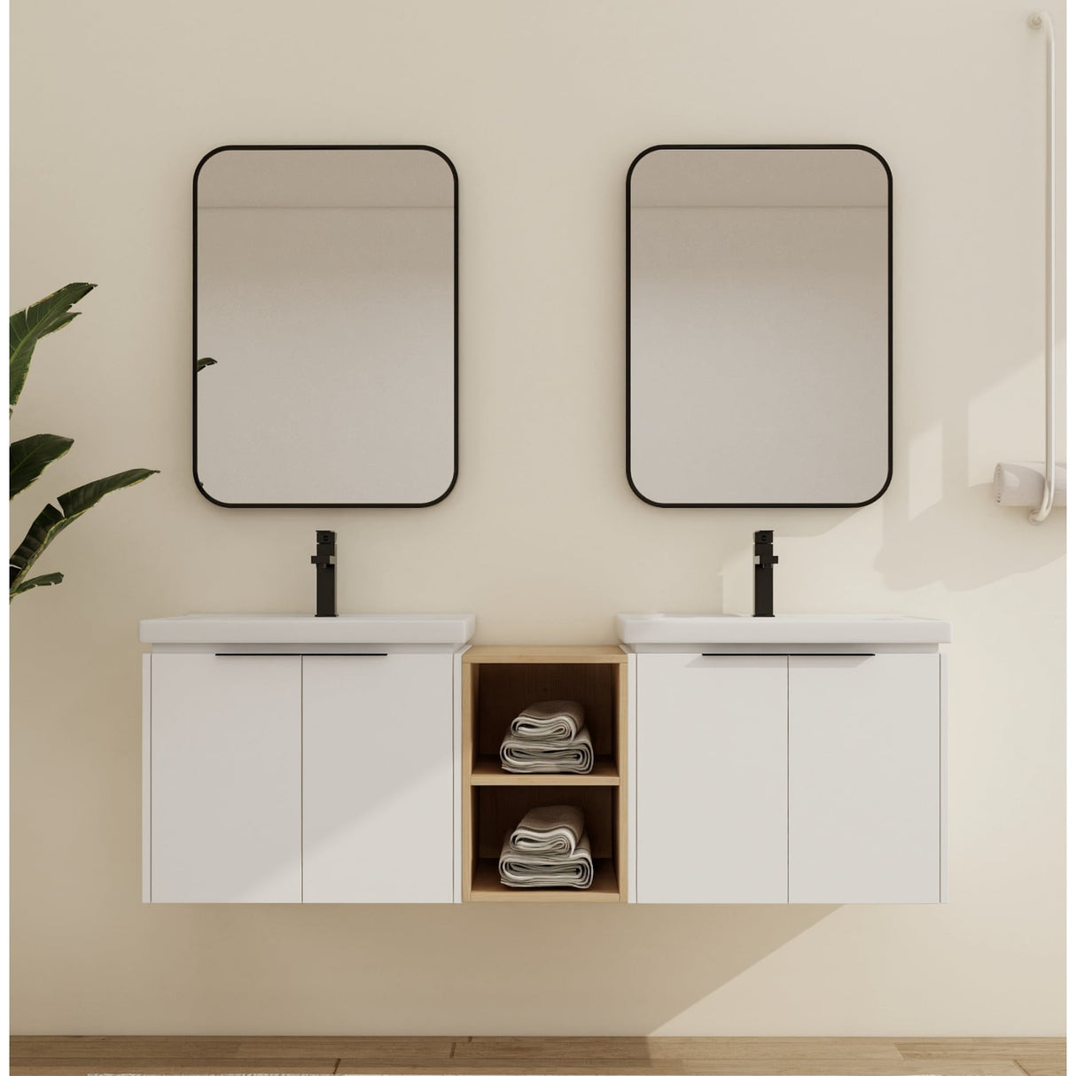 Malwee 24"/36"/48"/60" Floating Bathroom Vanity, Wall Mounted Bathroom Vanity with Ceramic Sink,Soft Close Door and Shelf