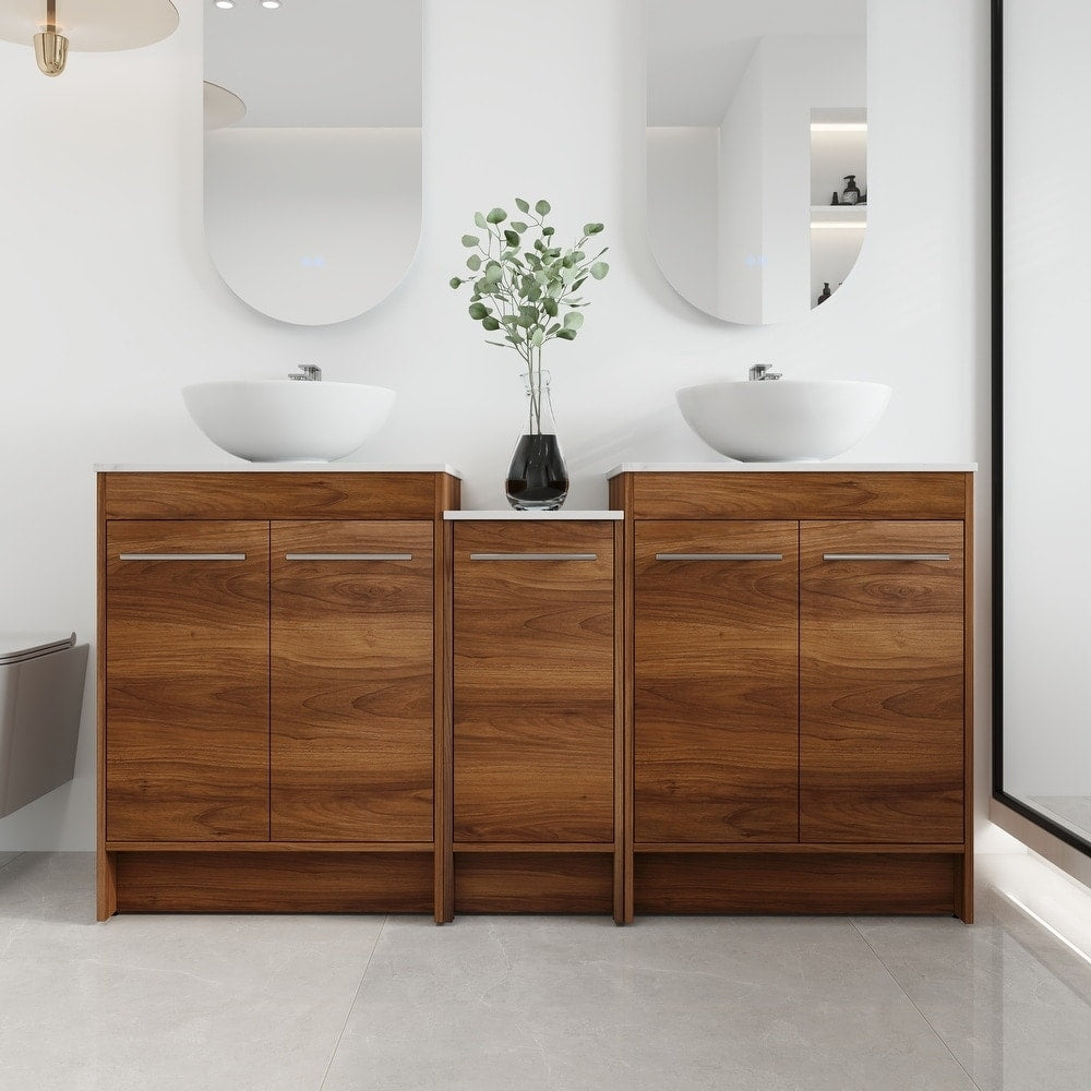 Malwee 24"/36"/48"/60" FreeStanding Bathroom Vanity, Floor Stand Bathroom Vanity with Ceramic Sink,Soft Close Door and Shelf