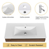 Malwee 30"/36" Floating Bathroom Vanity, Wall Mounted Bathroom Vanity with Sink,Soft Close Drawers and Side Adjustable Shelf