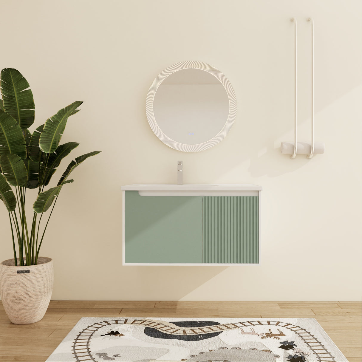 Malwee 32"/36"/40" Floating Bathroom Vanity, Wall Mounted Bathroom Vanity with Ceramic Sink,Soft Close Doors