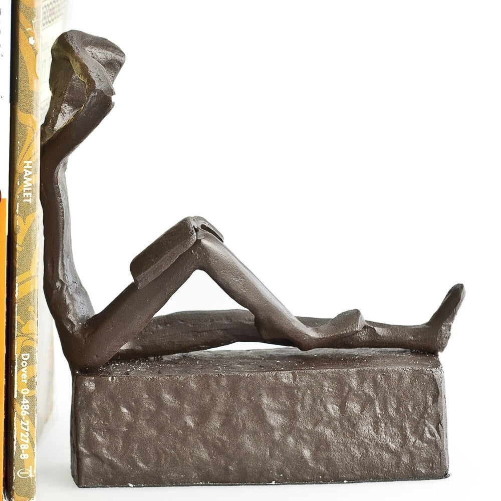 Man & Woman Reading Metal Bookend Set