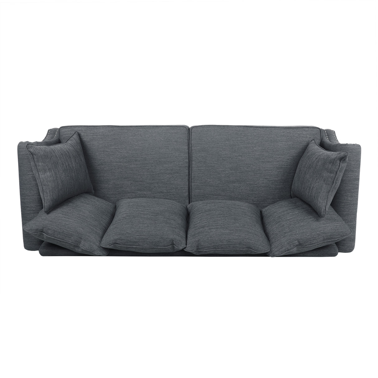 Manbow Fabric Pillowback 3 Seater Sofa with Nailhead Trim by Christopher Knight Home