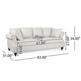 Manbow Fabric Pillowback 3 Seater Sofa with Nailhead Trim by Christopher Knight Home