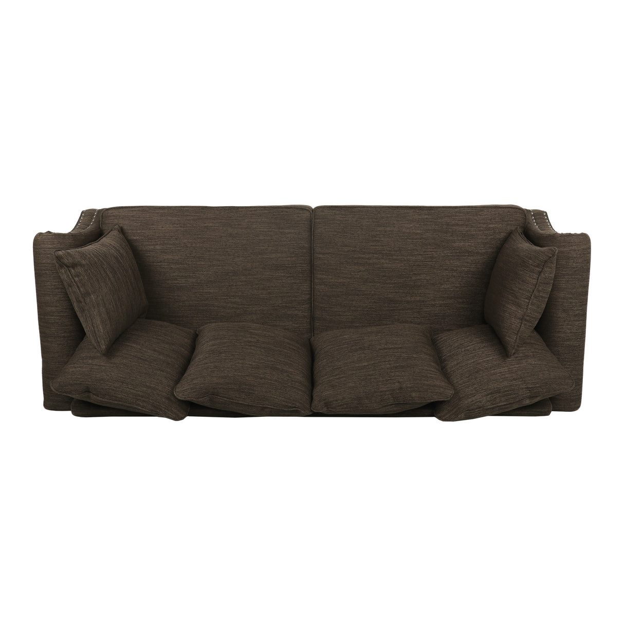Manbow Fabric Pillowback 3 Seater Sofa with Nailhead Trim by Christopher Knight Home
