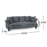 Manbow Fabric Pillowback 3 Seater Sofa with Nailhead Trim by Christopher Knight Home