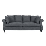 Manbow Fabric Pillowback 3 Seater Sofa with Nailhead Trim by Christopher Knight Home