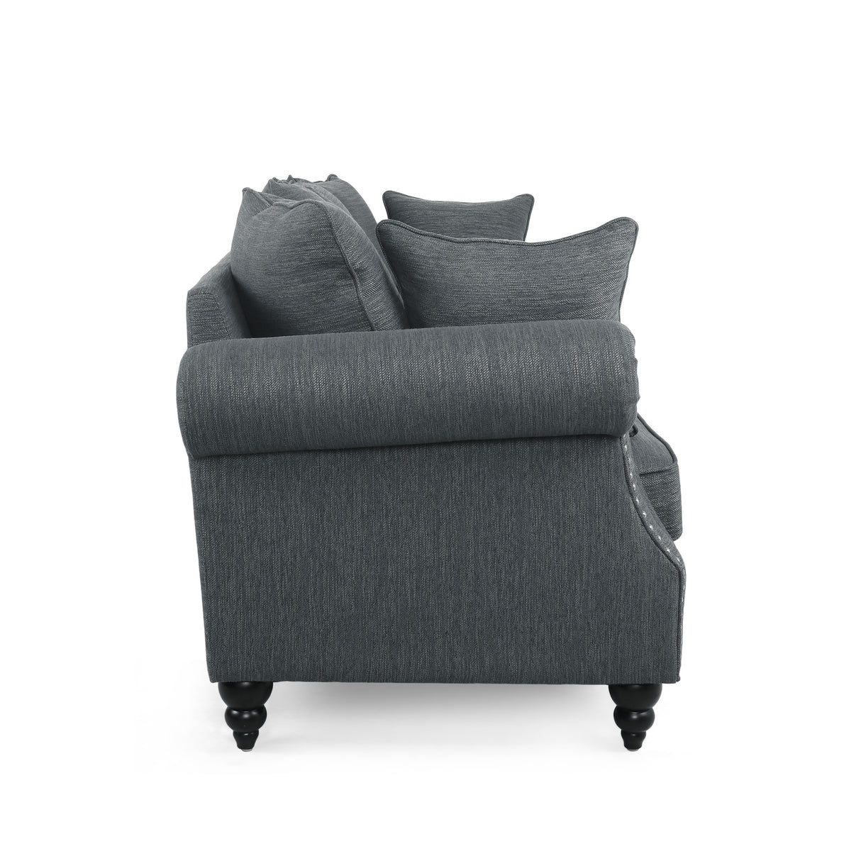 Manbow Fabric Pillowback 3 Seater Sofa with Nailhead Trim by Christopher Knight Home