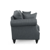 Manbow Fabric Pillowback 3 Seater Sofa with Nailhead Trim by Christopher Knight Home