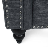 Manbow Fabric Pillowback 3 Seater Sofa with Nailhead Trim by Christopher Knight Home