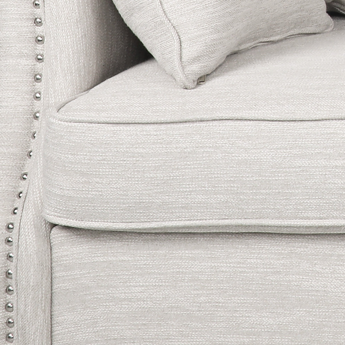 Manbow Fabric Pillowback 3 Seater Sofa with Nailhead Trim by Christopher Knight Home