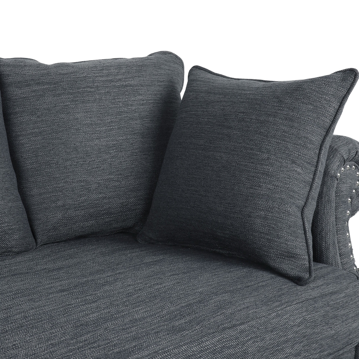 Manbow Fabric Pillowback 3 Seater Sofa with Nailhead Trim by Christopher Knight Home