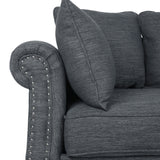 Manbow Fabric Pillowback 3 Seater Sofa with Nailhead Trim by Christopher Knight Home