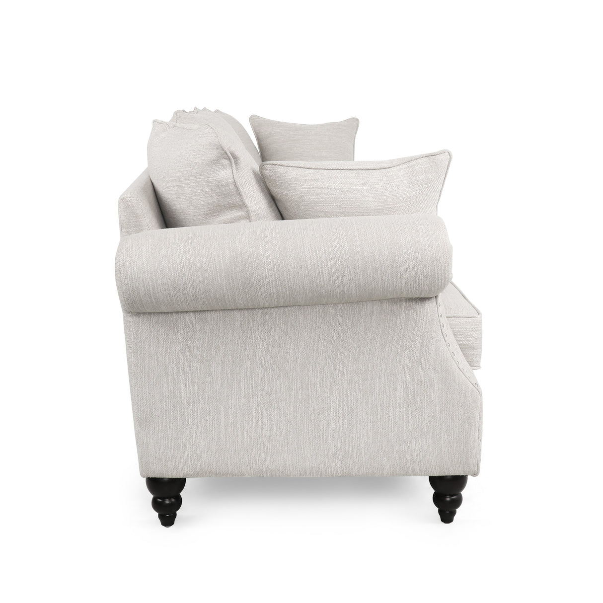 Manbow Fabric Pillowback 3 Seater Sofa with Nailhead Trim by Christopher Knight Home