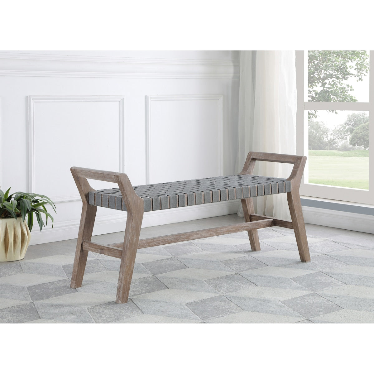 Manchester Grey Woven Upholstered Bench