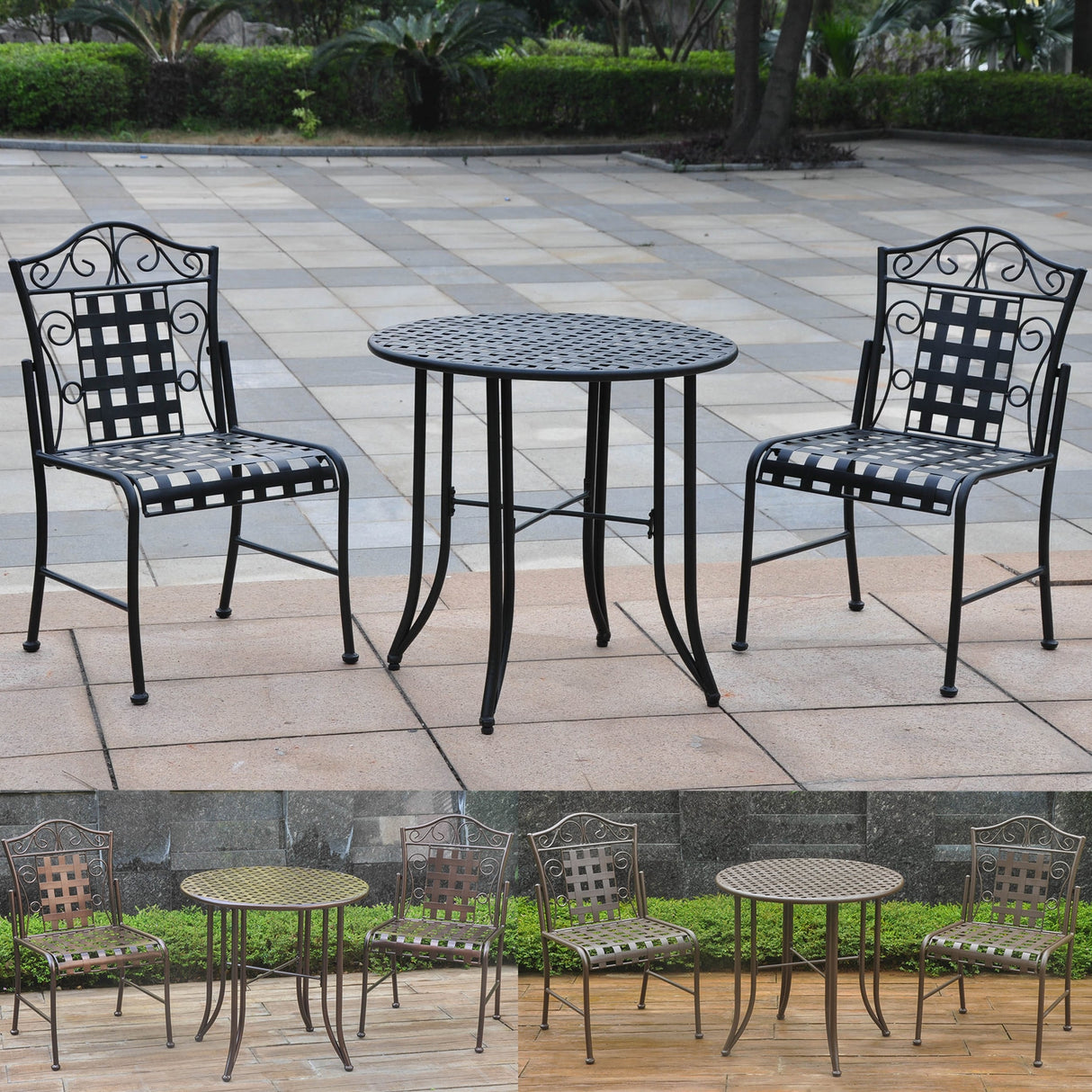 Mandalay 3-Piece Iron Patio Bistro Set
