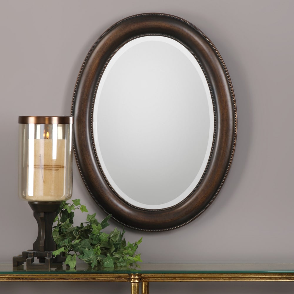 Copper Grove Aldosa Oval Mirror - Antique Silver - 22.45x29.45x0.906